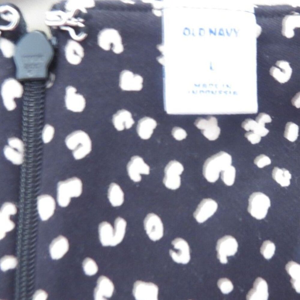 Old Navy Women's Ditsy Dot Knit Sheath Dress Black/White Office Siren L EUC - Picture 6 of 7